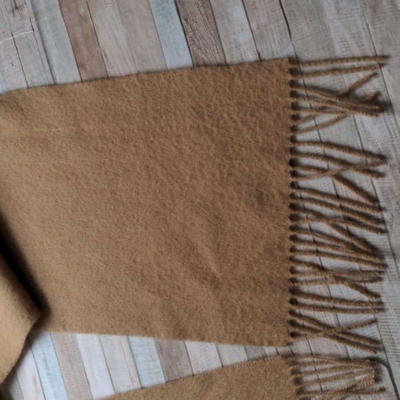 100% lambswool Ballantrae Edinburgh camel scarf tasseled - Picture 11 of 14